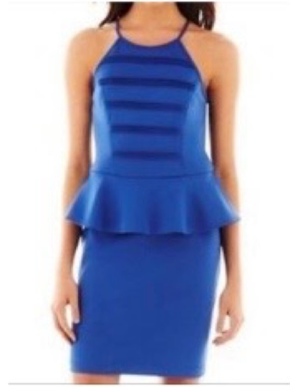 Bisou Bisou Royal Blue Peplum Midi Dress